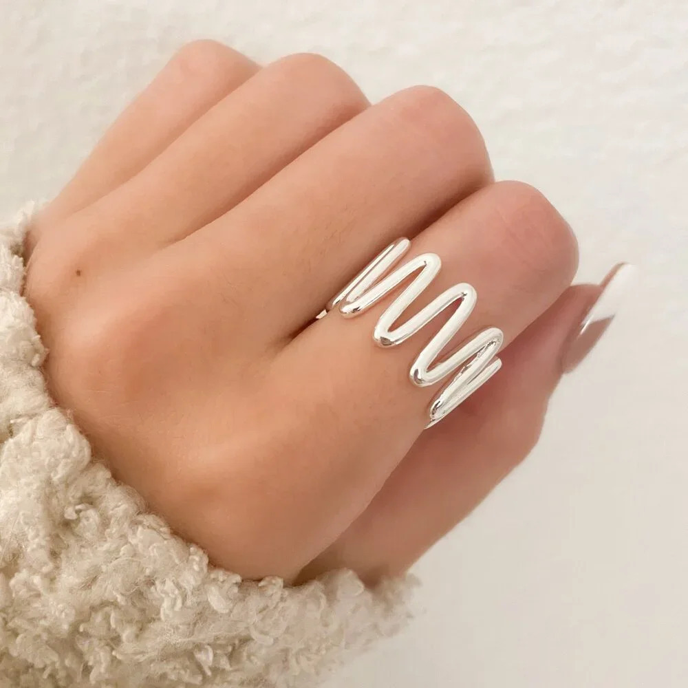 925 Sterling Silver Wide Ring Statement Ring Mode… - image 1